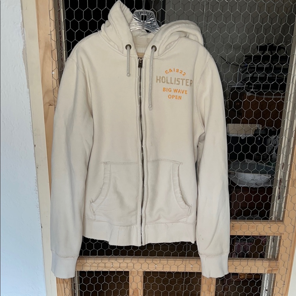 Hollister Cream Fleece Hoodie Jacket with Hood